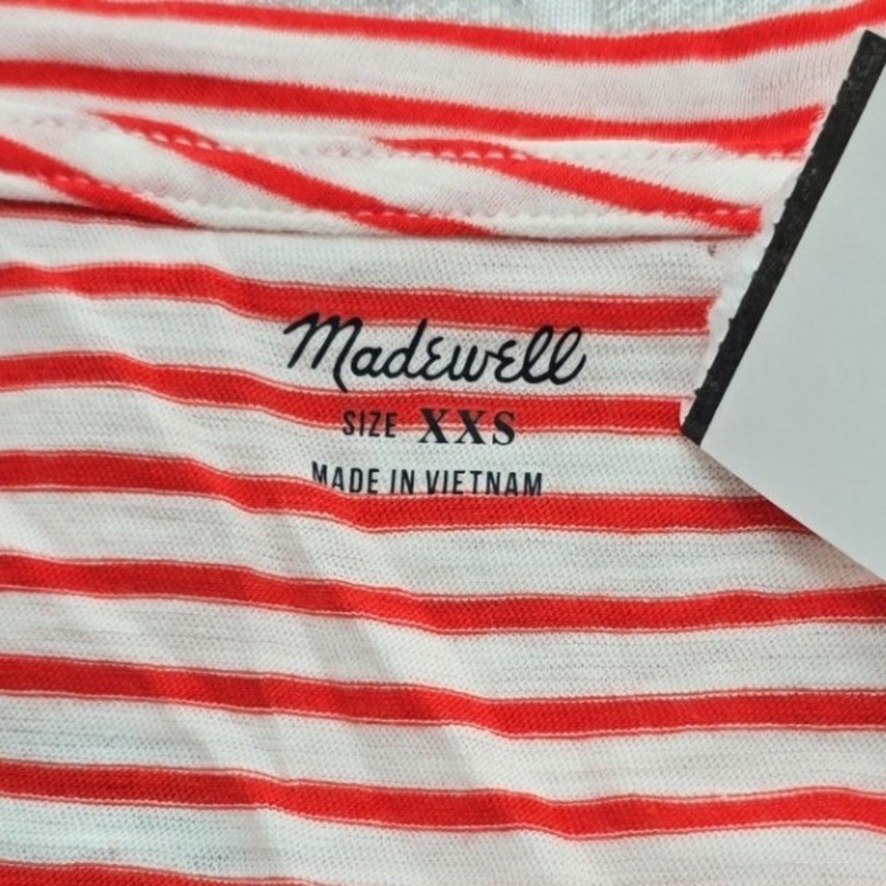 Madewell Womens Ripe Persimmon Striped Pocket Tank Top Red White XXS K7951 NWT - Picture 5 of 7